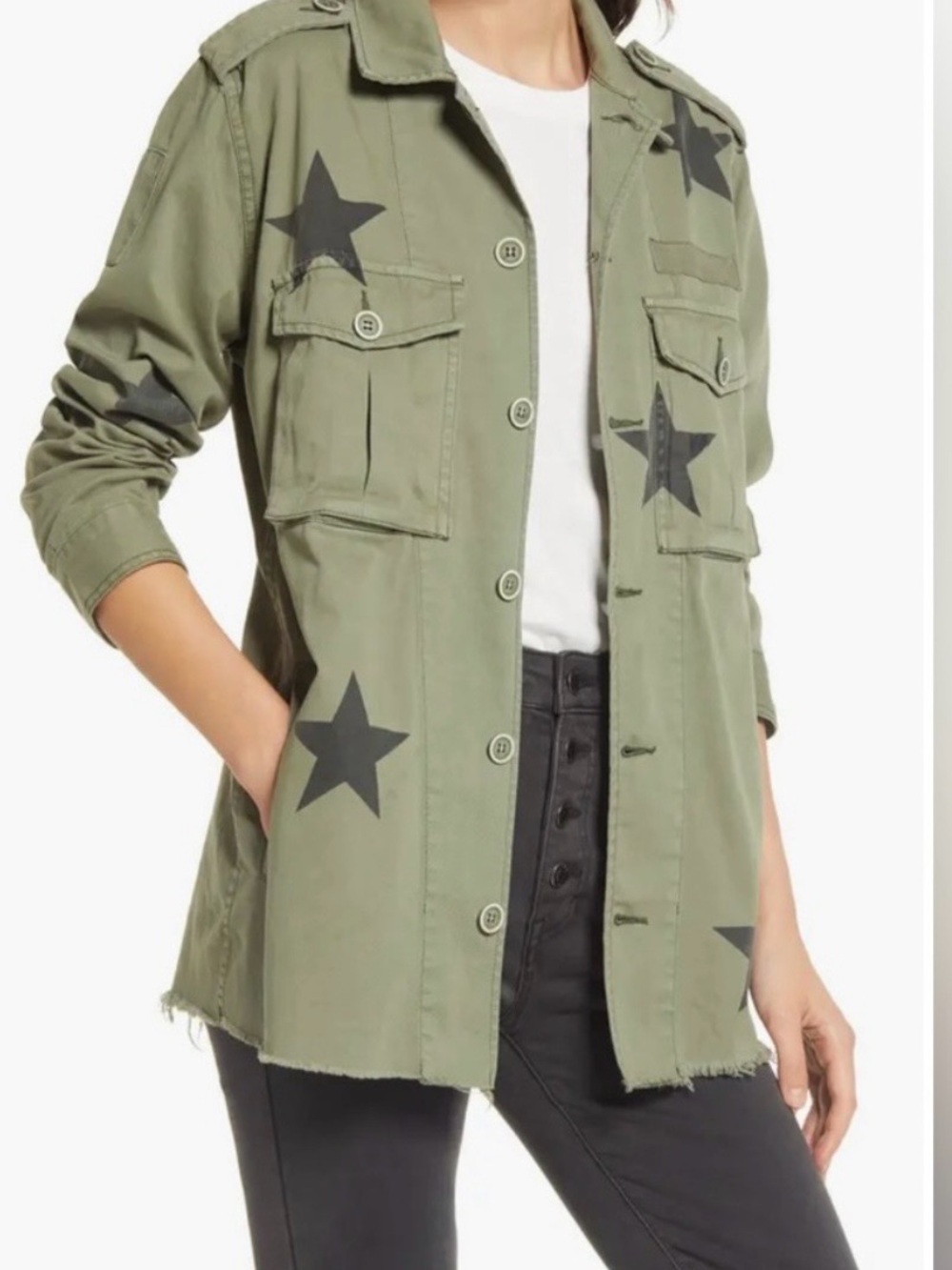 Olive Star-Print Utility Jacket - Women